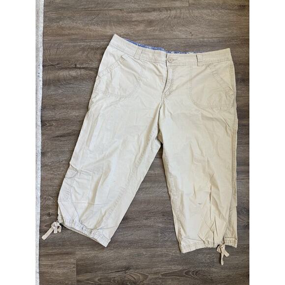 Vintage OP womens 90s y2k lowrise cargo capri pants tan size 13 Casual baggy tie - Picture 1 of 6